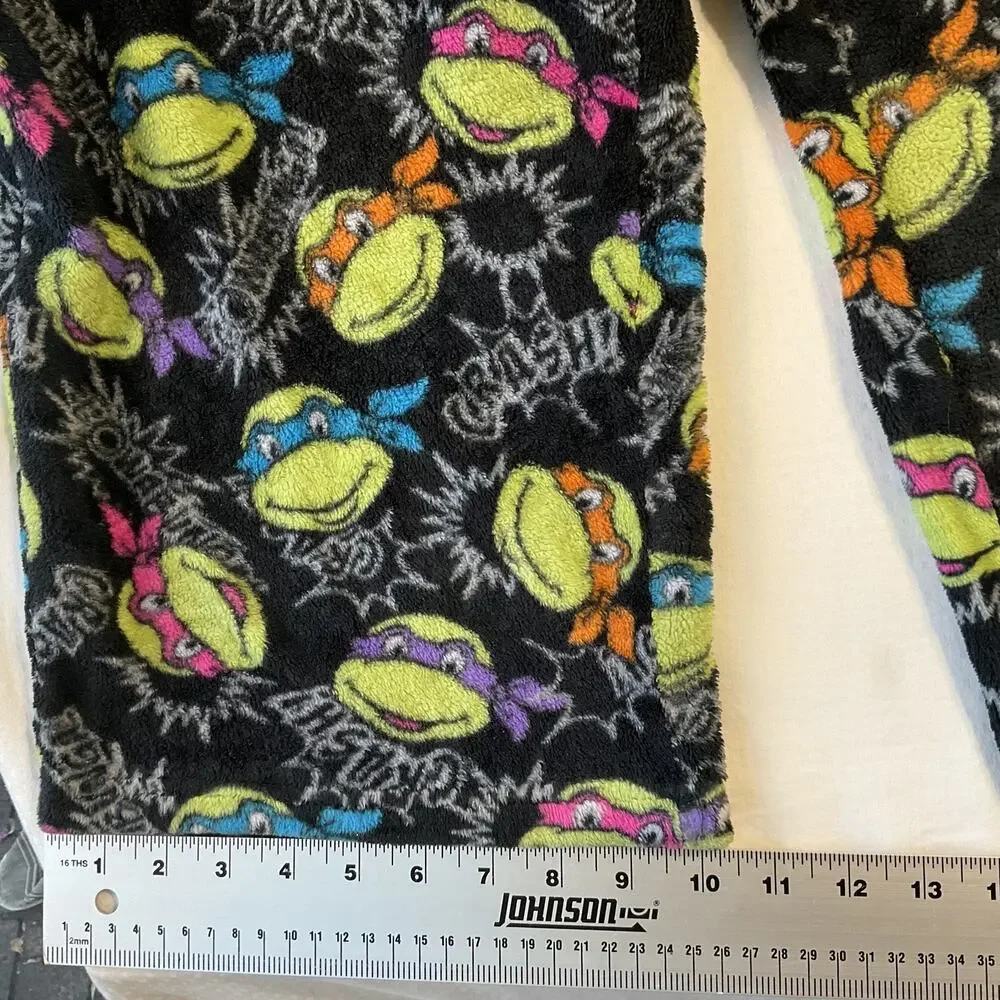 Nickelodeon Women Sleepwear XL Black Pajama Pants Graphic Print Fleece Teen 28”
